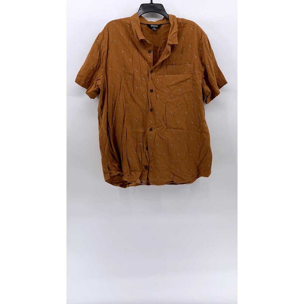 SHERPA ADVENTURE GEAR Men's Orange Printed Short Sleeve Button-Up Shirt SZ XL
